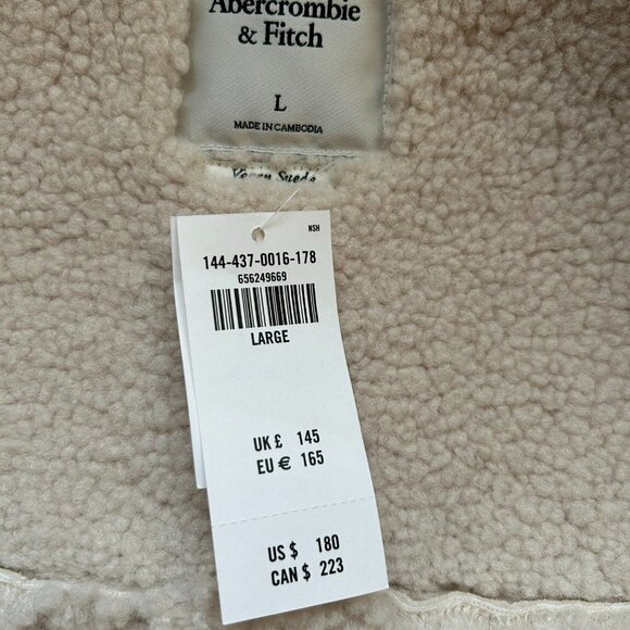 Abercrombie & Fitch: Sherpa Cream Crop Coat: Women’s Size L - Picture 3 of 10